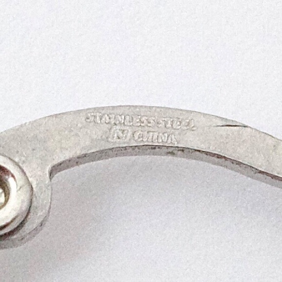 Modernist Stainless Steel Hoop Earrings Large Chunky Silver Tone Hoops - Picture 5 of 5